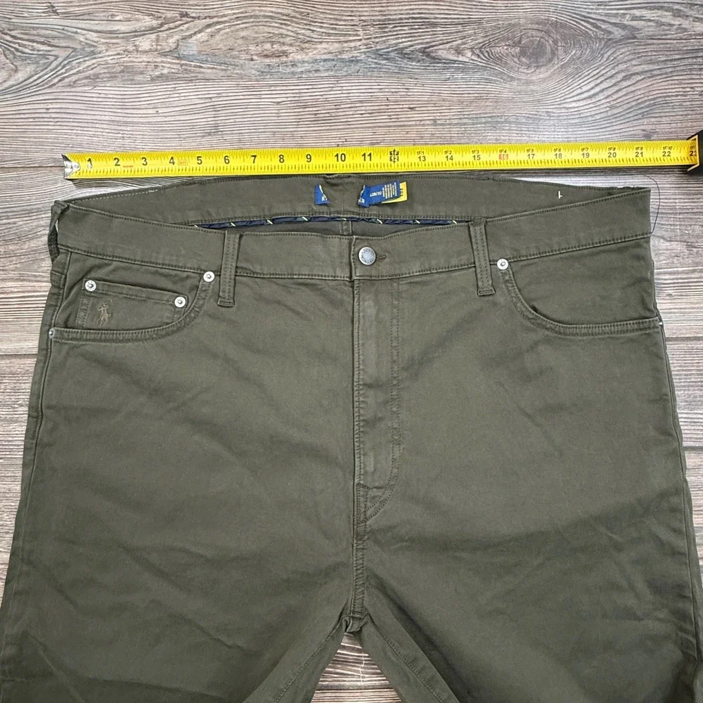 Polo Ralph Lauren Mens 42B/32 Varick Slim Straight Stretch Sateen Pants Olive